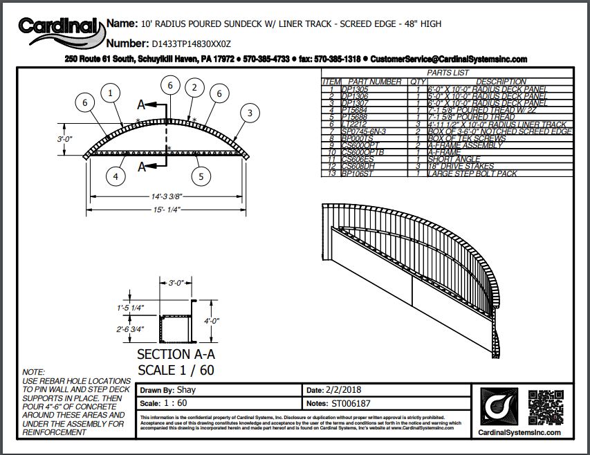 10' Radius Steel Sundeck 48"